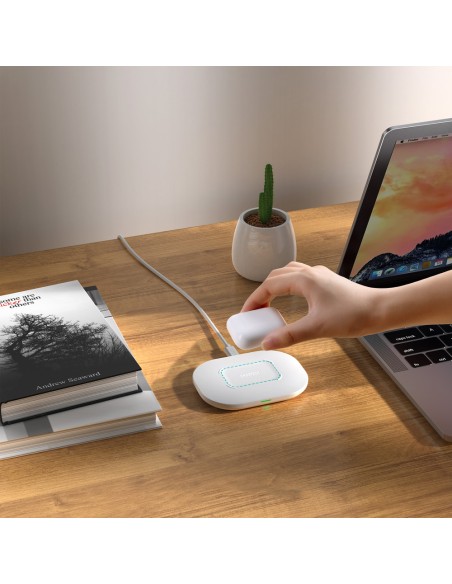 Qi 15W belaidis įkroviklis + USB laidas - USB Type C 1m baltas