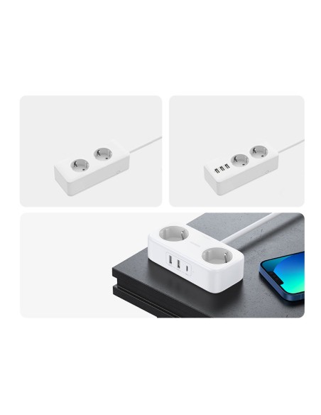 Maitinimo juostos ilgintuvas su 2xUSB 1xUSB-C prievadais, baltas Maitinimo juostos ilgintuvas su 2xUSB 1xUSB-C prievadais, baltas