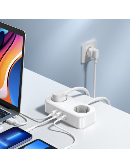 Maitinimo juostos ilgintuvas su 2xUSB 1xUSB-C prievadais, baltas Maitinimo juostos ilgintuvas su 2xUSB 1xUSB-C prievadais, baltas