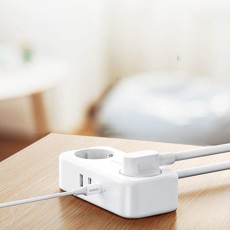 Maitinimo juostos ilgintuvas su 2xUSB 1xUSB-C prievadais, baltas