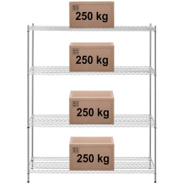 
Metalinis sandėlio stelažas 4 vielinės lentynos iki 1 t 1000 kg 149x59x180 cm
