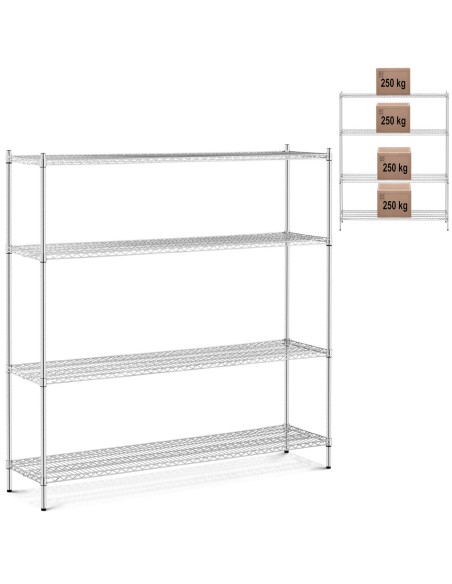 Chromuota sandėlio lentyna, 4 ažūrinės lentynos, iki 1 t, 1000 kg, 180x45x180 cm
 
Chromuota sandėlio lentyna, 4 ažūrinės lentynos, iki 1 t, 1000 kg, 180x45x180 cm
