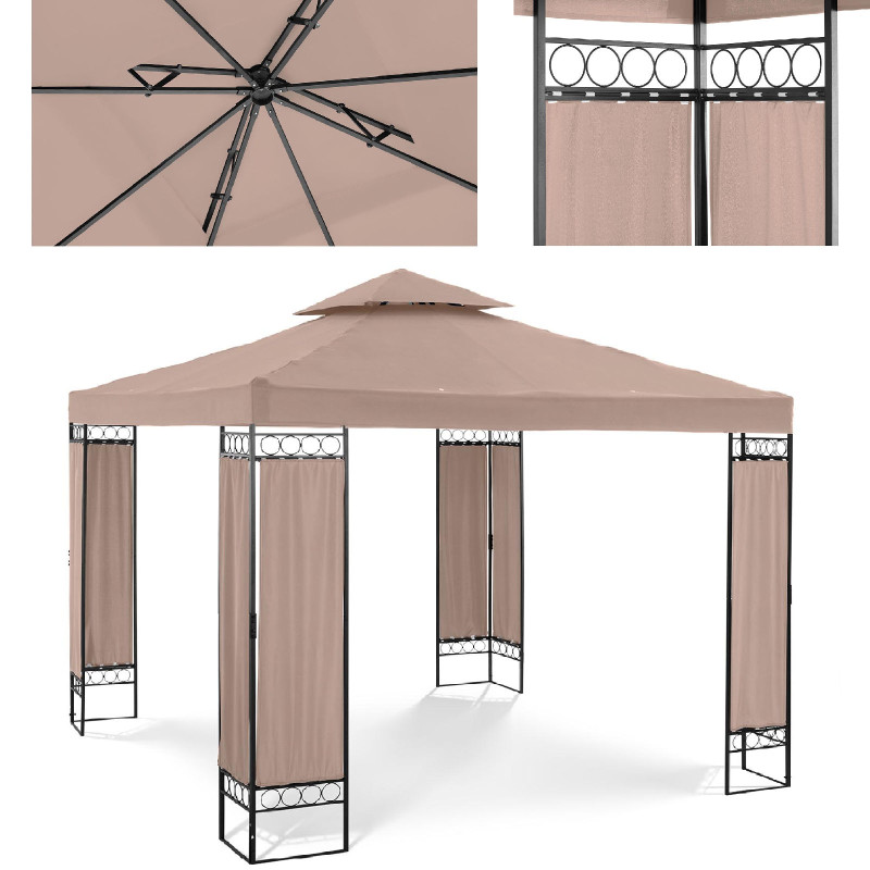 
Sodo paviljono pavėsinė palapinė sulankstomas stogas 3 x 3 x 2,6 m smėlio spalvos
