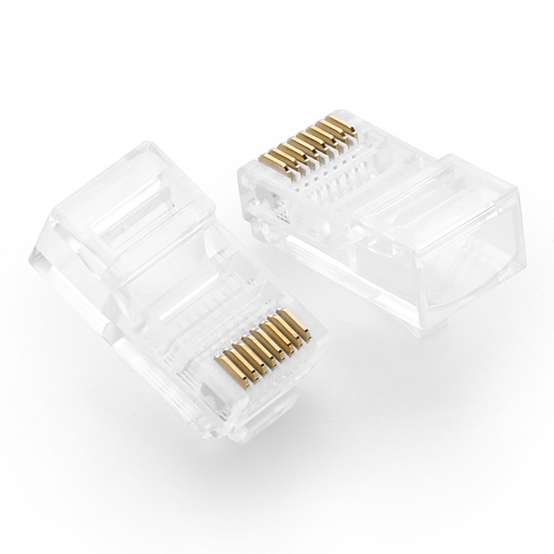 RJ45 8P8C UTP kat. vytos poros kištukas. 5 5e skaidrus 100 vnt.
