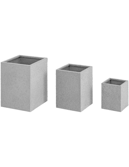 
3 kvadratinių gėlių vazonų rinkinys oranžerijos terasai - nerūdijančio plieno su smiltainiu
