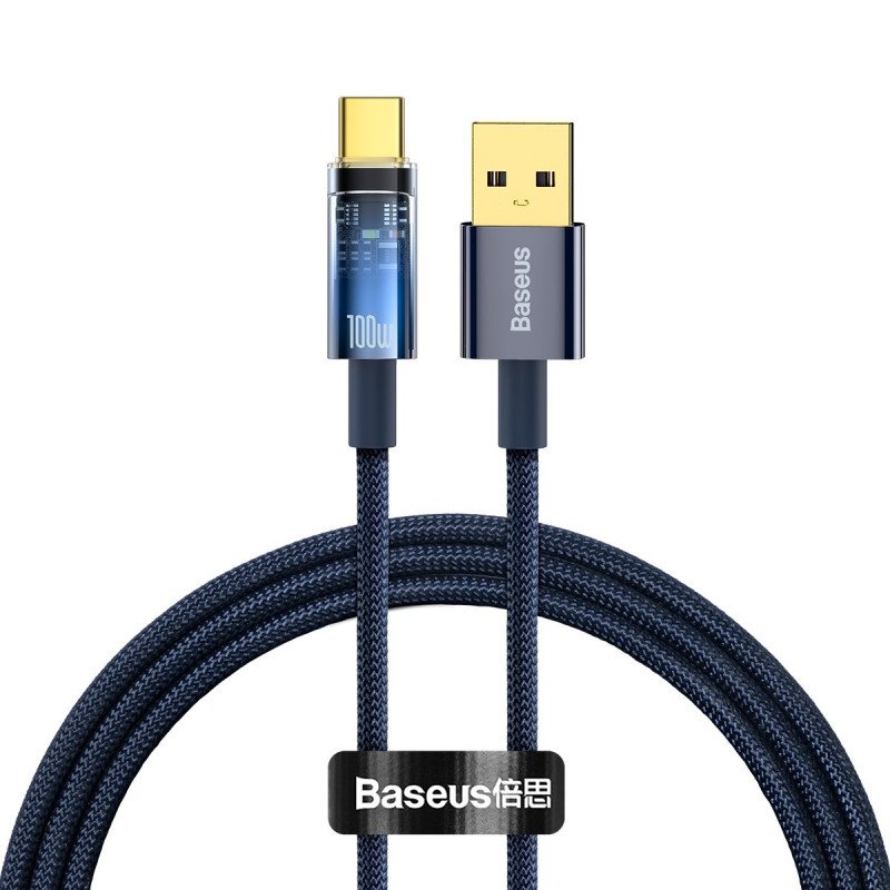 Explorer serijos laidas USB laidas USB-C 100W 1m mėlynas Explorer serijos laidas USB laidas USB-C 100W 1m mėlynas