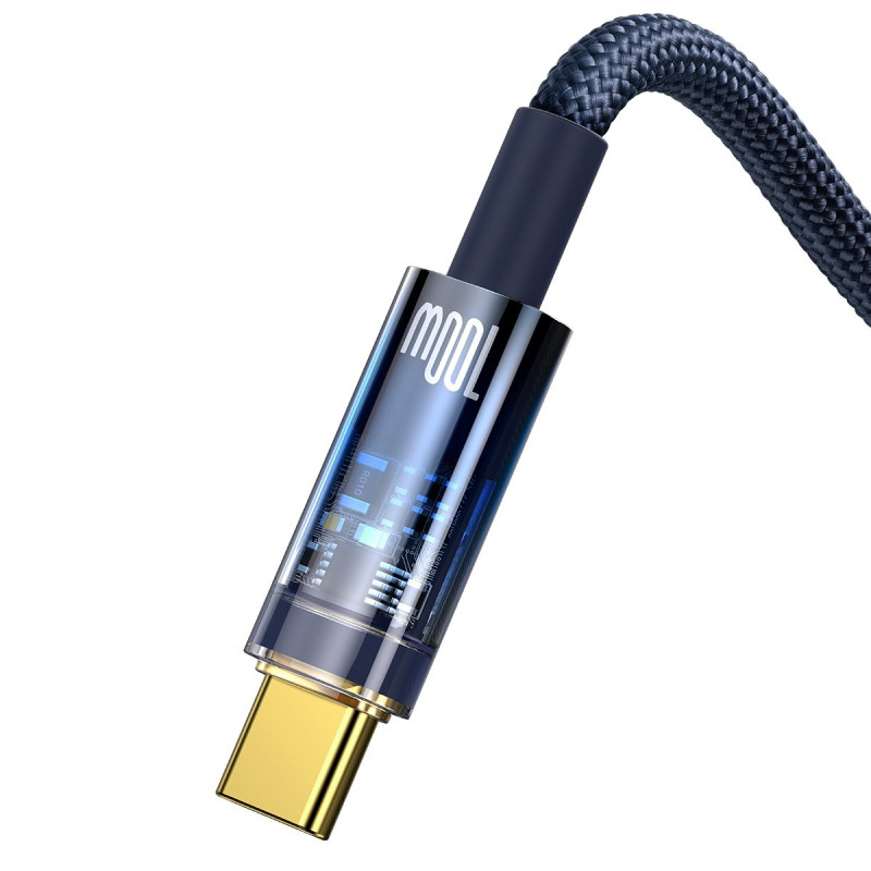 Explorer serijos laidas USB laidas USB-C 100W 1m mėlynas