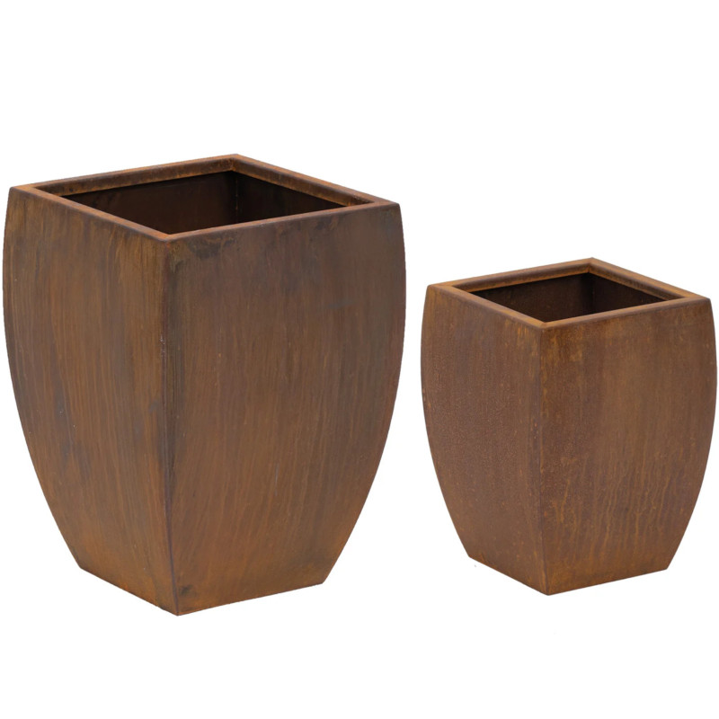 
2 suapvalintų gėlių vazonų rinkinys 27x27 cm 32x32 cm - aprūdijęs corten plienas
