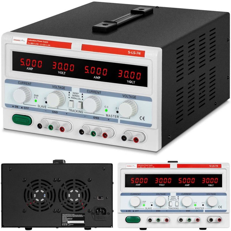 
Laboratorinio aptarnavimo maitinimas 3 kanalų 0-30 V 0-5 A DC

