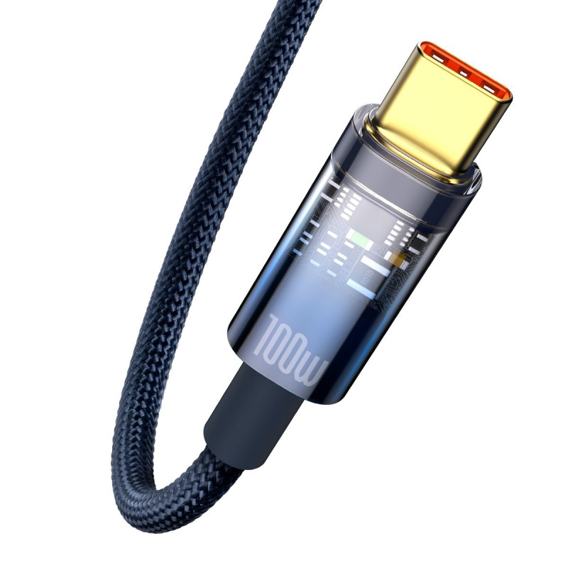 Explorer serijos laidas USB laidas USB-C 100W 1m mėlynas