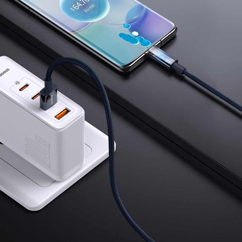 Explorer serijos laidas USB laidas USB-C 100W 1m mėlynas