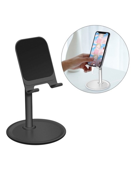 Telefono laikiklis teleskopinis planšetinis kompiuteris ant stalo juodas Telefono laikiklis teleskopinis planšetinis kompiuteris ant stalo juodas