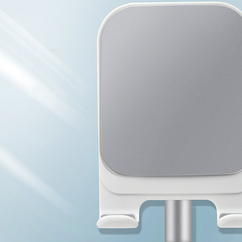 Telefono laikiklis teleskopinis planšetinis kompiuteris ant stalo juodas