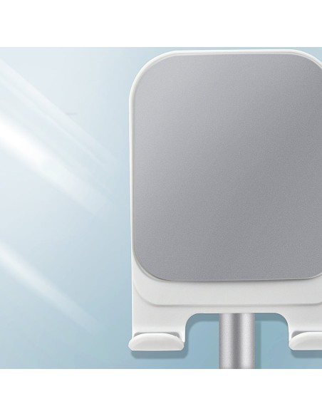 Telefono laikiklis teleskopinis planšetinis kompiuteris ant stalo juodas Telefono laikiklis teleskopinis planšetinis kompiuteris ant stalo juodas