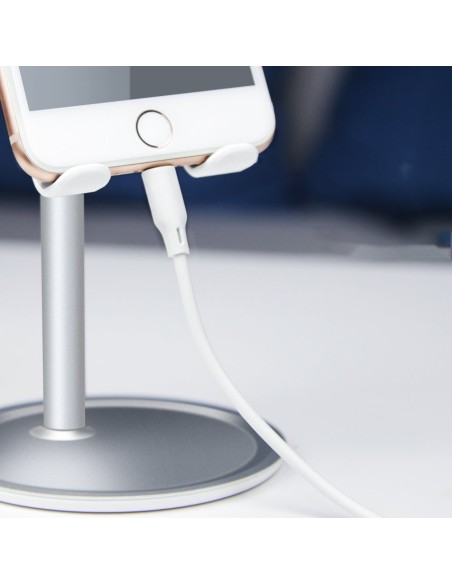 Telefono laikiklis teleskopinis planšetinis kompiuteris ant stalo juodas Telefono laikiklis teleskopinis planšetinis kompiuteris ant stalo juodas