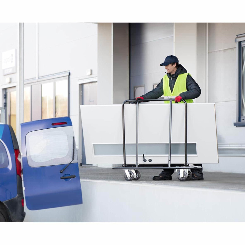 Sandėlio transportavimo vežimėlis skirtas vežti lentas iki 500 kg