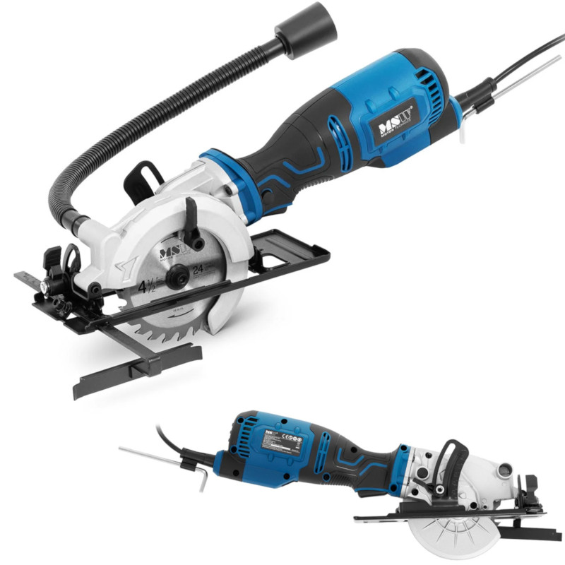 
Mini rankinis diskinis pjūklas sk. 115 mm 705 W 0-45 laipsniai
