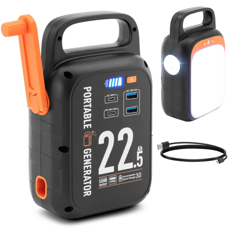 
Nešiojama maitinimo bloko įkrovimo stotelė su švaistikliu 2 x USB 1 x USB-C 22,5 Ah LED
