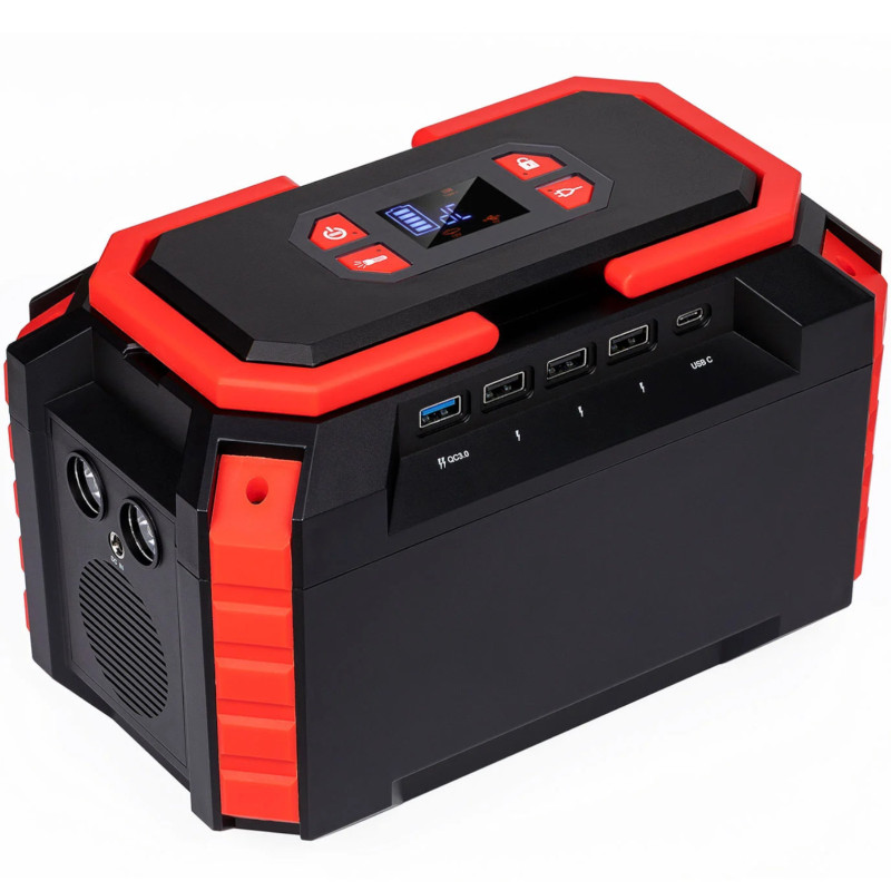 Nešiojama įkrovimo jėgainė su saulės baterijomis 4xUSB 1xUSB-C 5xDC 1xAC 20 Ah LED