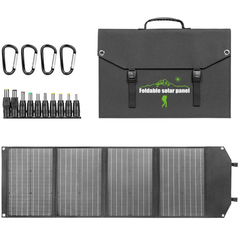Nešiojama įkrovimo jėgainė su saulės baterijomis 4xUSB 1xUSB-C 5xDC 1xAC 20 Ah LED