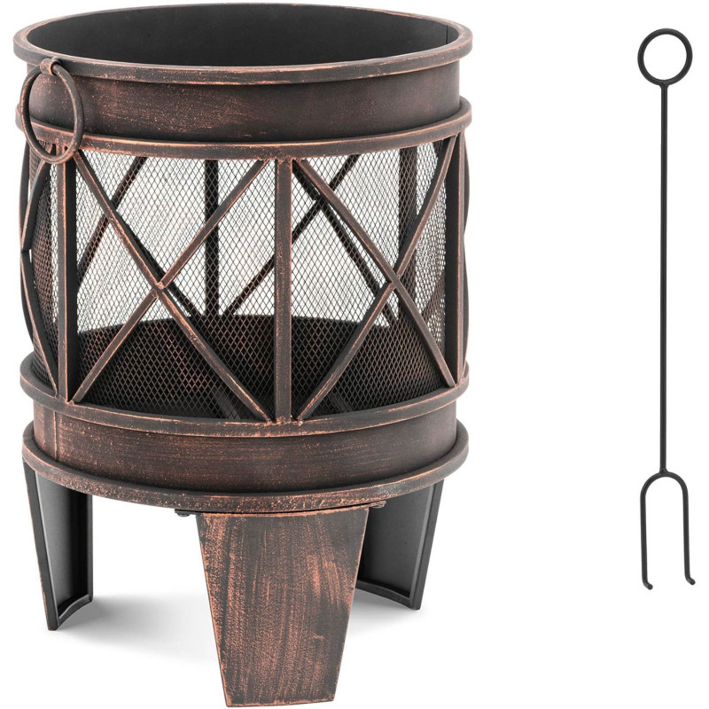 Metalinis sodo židinys su pokeriu 43 x 43 x 58 cm - ruda