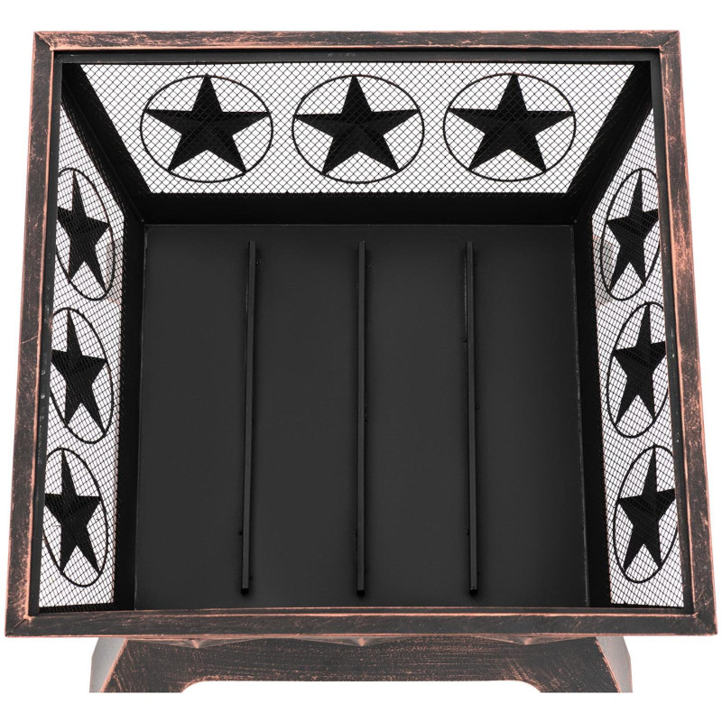 Metalinis sodo židinys su pokeriu 61 x 61 x 53 cm - ruda