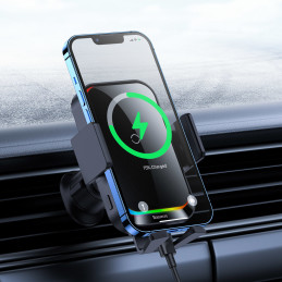 Halo automobilinis laikiklis telefonui su 15W indukciniu įkrovikliu popieriaus lapui juodas