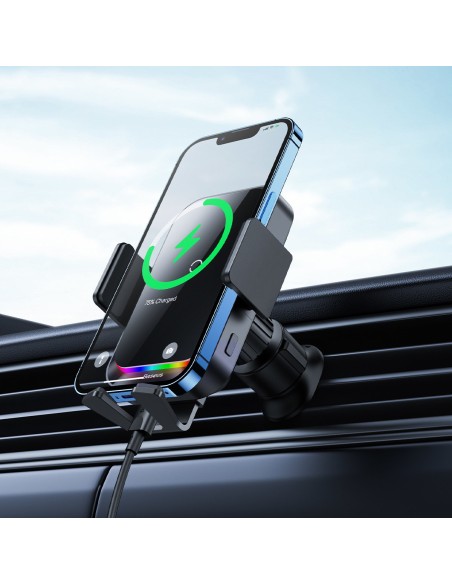 Halo automobilinis laikiklis telefonui su 15W indukciniu įkrovikliu popieriaus lapui juodas Halo automobilinis laikiklis telefonui su 15W indukciniu įkrovikliu popieriaus lapui juodas