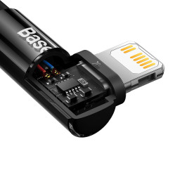 Kampinis laidas Maitinimo laidas su šoniniu USB-C kištuku iPhone Lightning 2m 20W juodas
