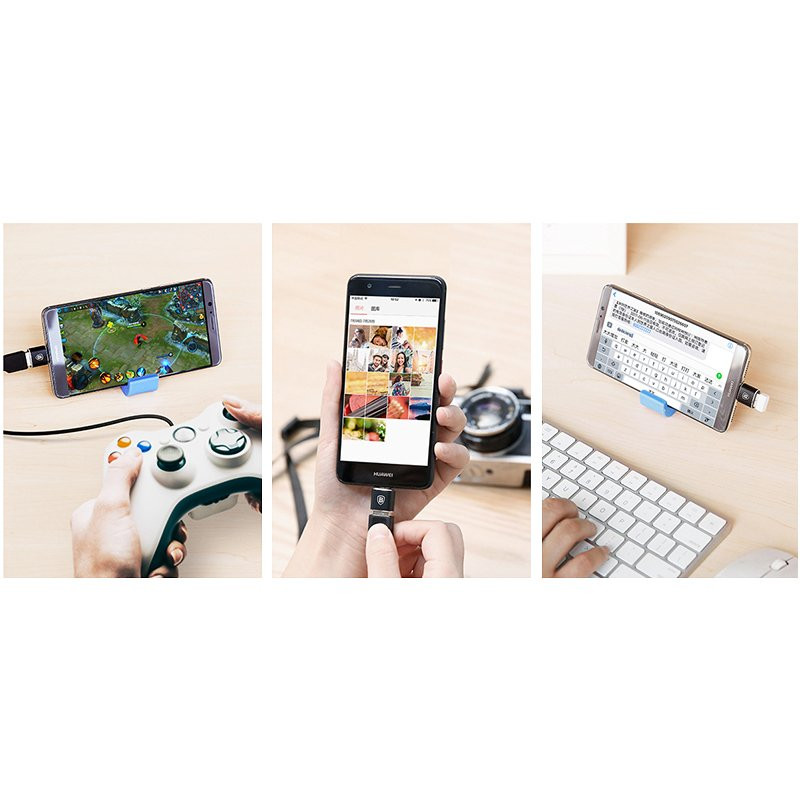 USB į USB-C OTG adapteris – juodas