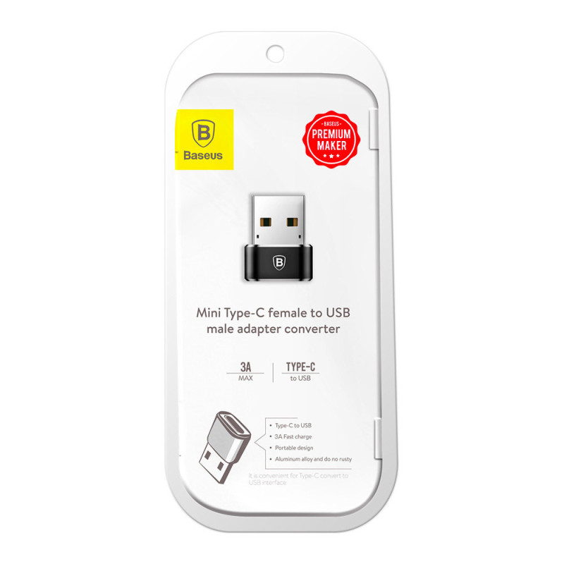 Mažas USB-C į USB kištuko adapteris – juodas