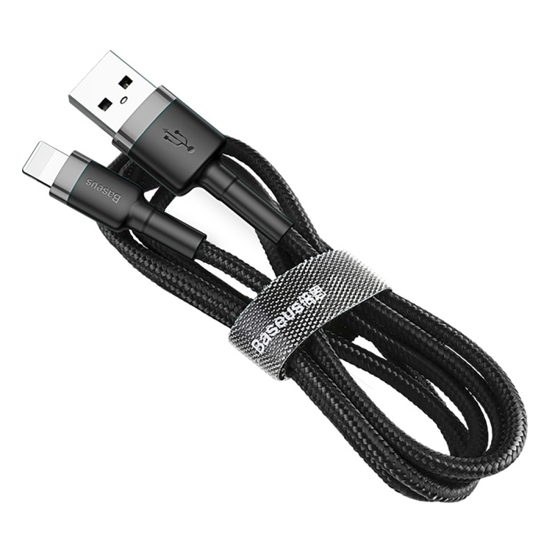 
Patvarus pintas USB laidas iPhone Lightning QC3 2m - juodas
