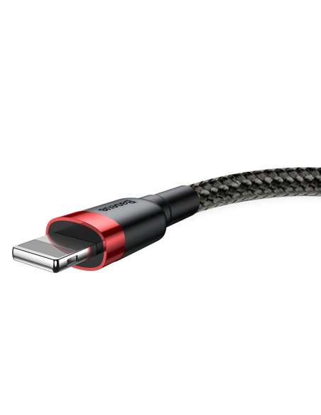 
Patvarus pintas USB laidas iPhone Lightning QC3 2m - juodos ir raudonos spalvos
