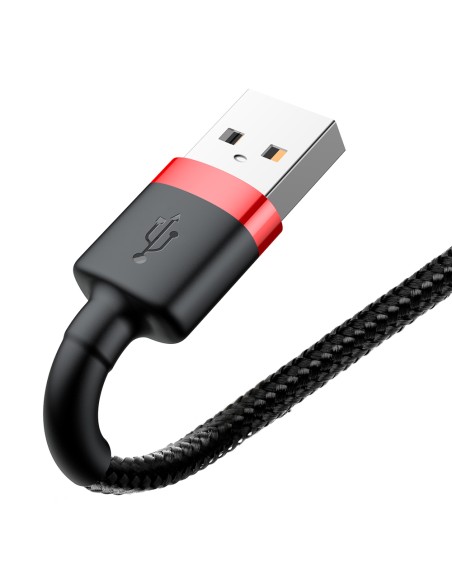 
Patvarus pintas USB laidas iPhone Lightning QC3 2m - juodos ir raudonos spalvos
