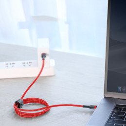 
Patvarus pintas kabelis USB-C į USB-C QC3 2m – juodas ir pilkas
