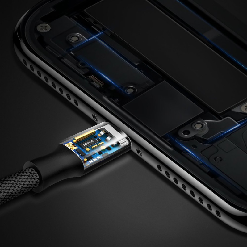 Audinys pintas kabelis USB - iPhone Lightning 1,8m - juodas