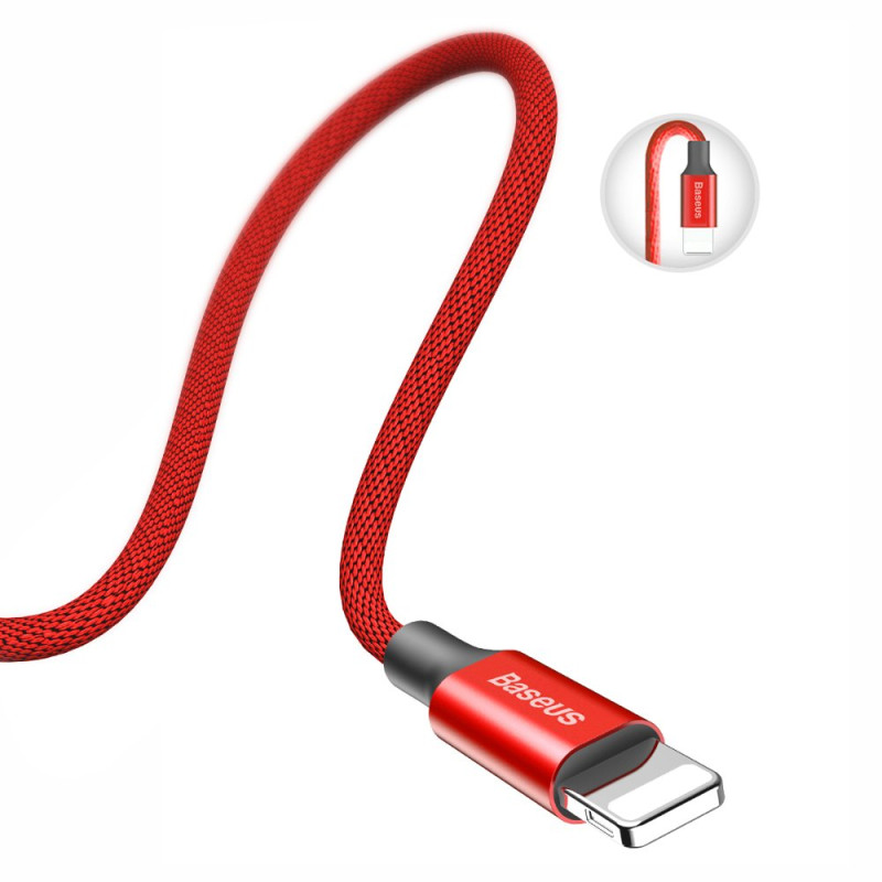 Audinys pintas kabelis USB - iPhone Lightning 1,8m - raudonas