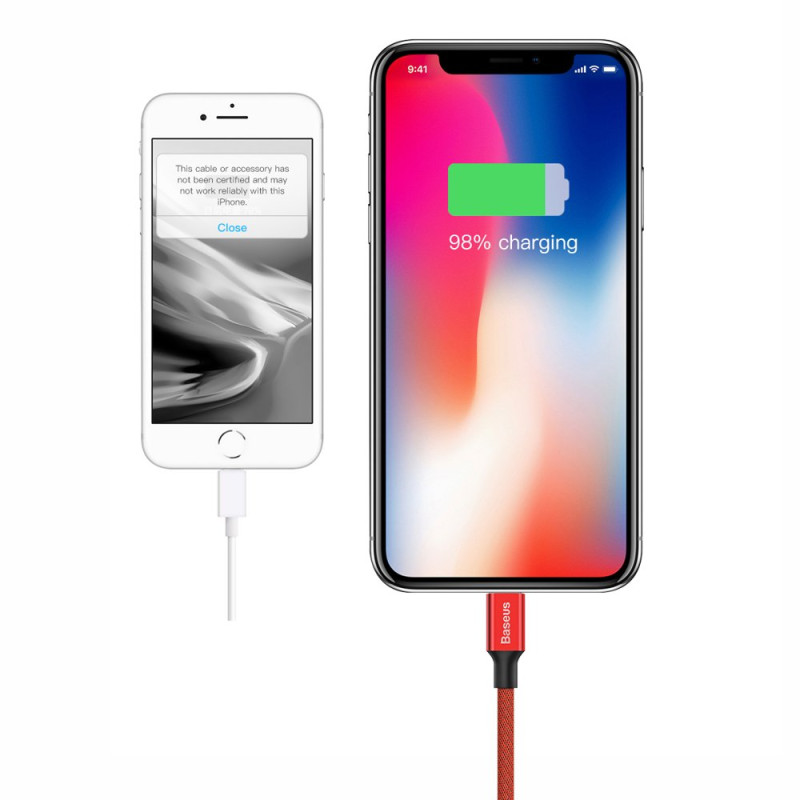 Audinys pintas kabelis USB - iPhone Lightning 1,8m - raudonas