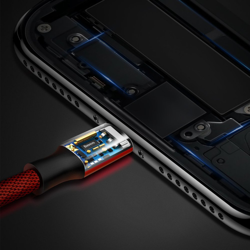 Audinys pintas kabelis USB - iPhone Lightning 1,8m - raudonas