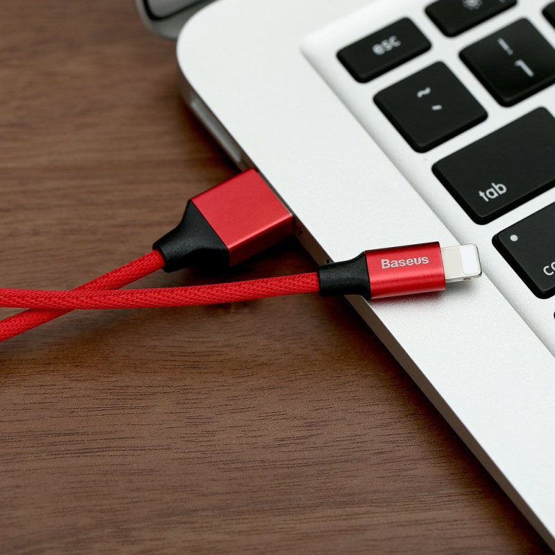 Audinys pintas kabelis USB - iPhone Lightning 1,8m - raudonas