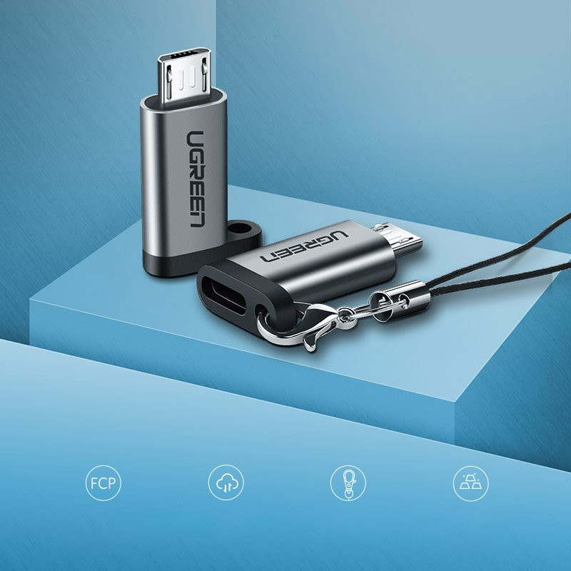 USB-C į mikro USB adapteris – pilkas