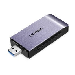 
SD / micro SD / CF / MS atminties kortelių skaitytuvas, USB 3.0 kištukas - pilkas
