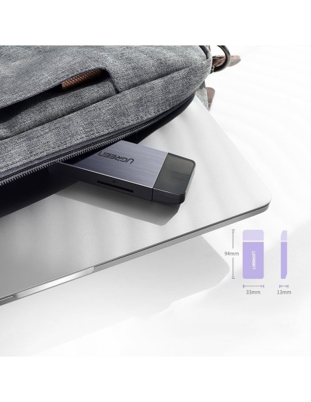 
SD / micro SD / CF / MS atminties kortelių skaitytuvas, USB 3.0 kištukas - pilkas
