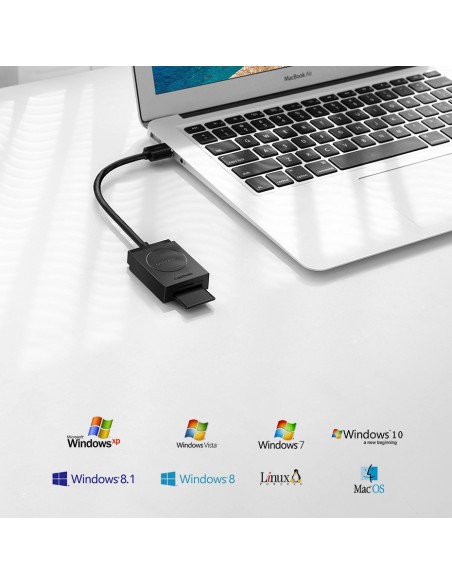 
SD / micro SD atminties kortelių skaitytuvas, USB 3.0 kištukas, 15 cm - juodas
