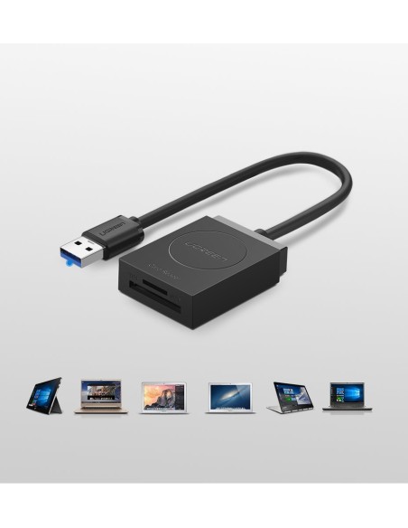 
SD / micro SD atminties kortelių skaitytuvas, USB 3.0 kištukas, 15 cm - juodas
