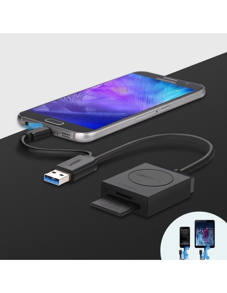 
SD / micro SD atminties kortelių skaitytuvas, USB 3.0 kištukas, 15 cm - juodas
