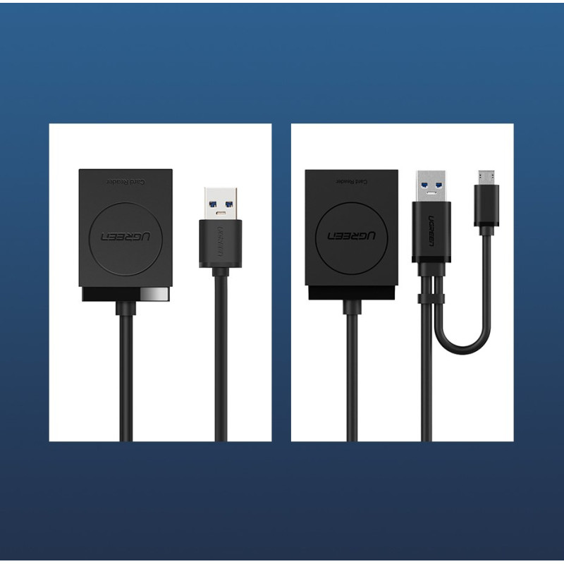 
SD / micro SD atminties kortelių skaitytuvas, USB 3.0 kištukas, 15 cm - juodas
