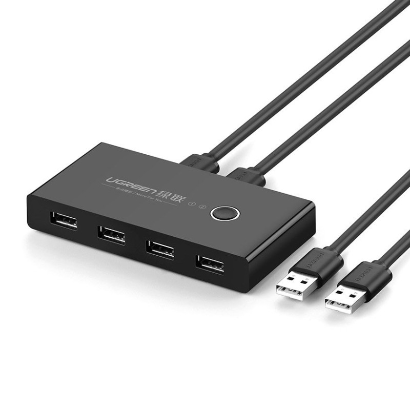 
Jungiklių dėžė HUB switch 4x USB 2.0 USB skirstytuvas dviem kompiuteriams - juodas
