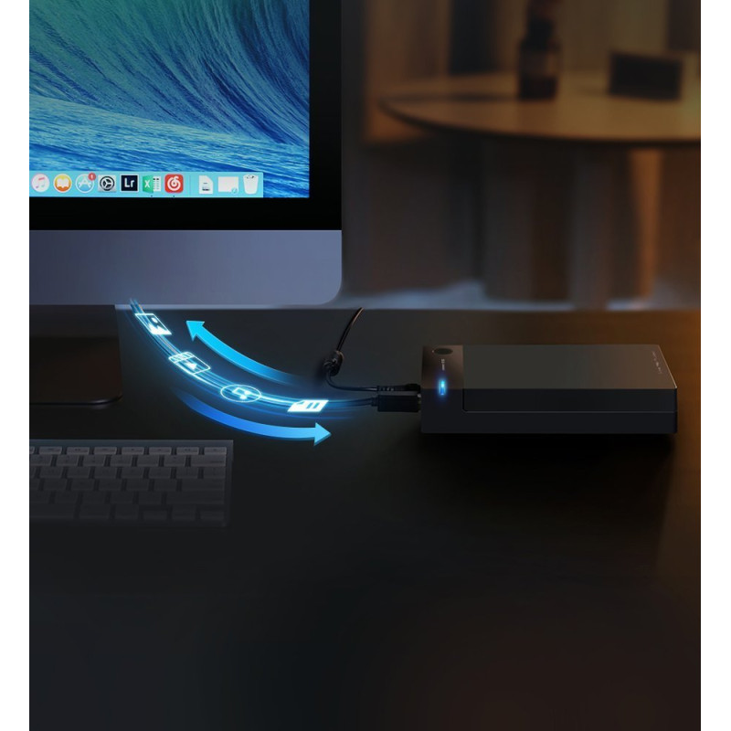 Kišeninis SATA 3.5& 39 & 39 USB 3.0 HDD korpusas – juodas