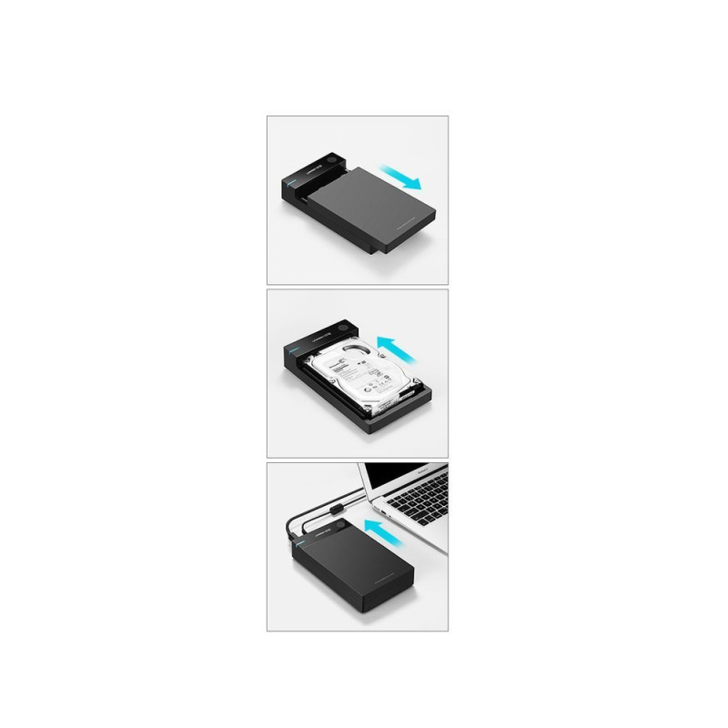 Kišeninis SATA 3.5& 39 & 39 USB 3.0 HDD korpusas – juodas